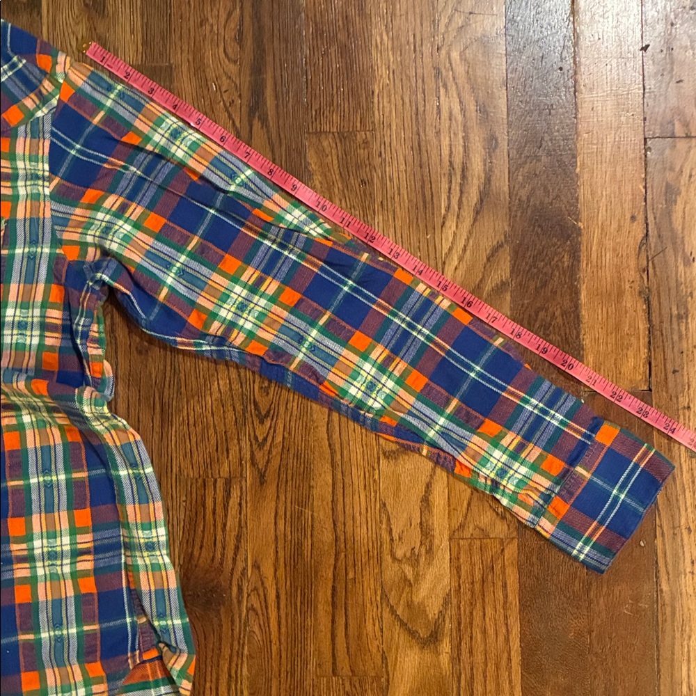 Polo by Ralph Lauren Plaid Men's Shirt - Blue, Orange, Green Western Style - Picture 5 of 6